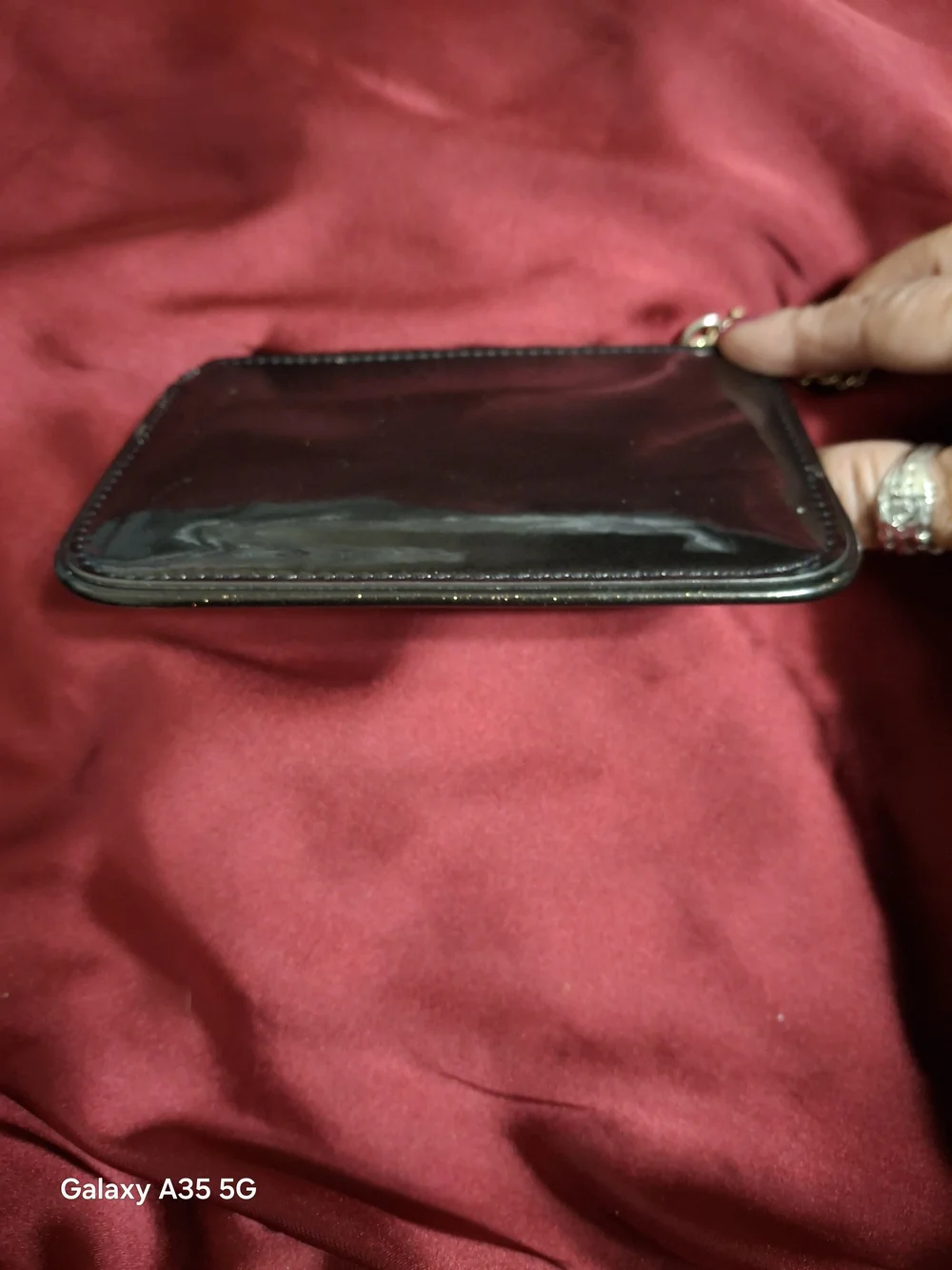 kate spade Brown Glitter Patent Leather Zip Top Coin Pouch